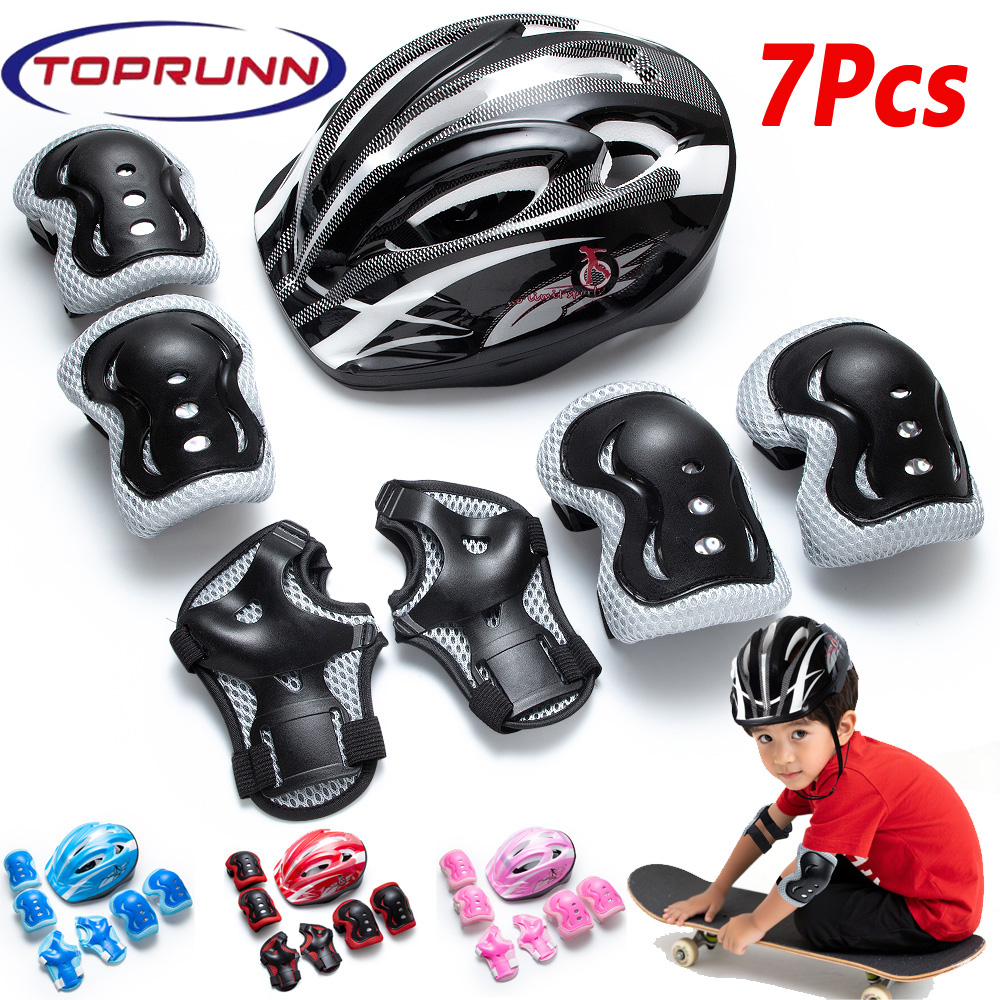 Cycling Safety Gear For Kids - 7-in-1 Kinder-Schutzset mit Sporthelm, Knie-, Ellbogen-