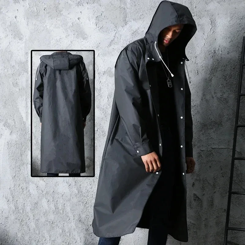 Cycling Gear Rain - Schwarze Mode Erwachsenen wasserdicht langen Regenmantel
