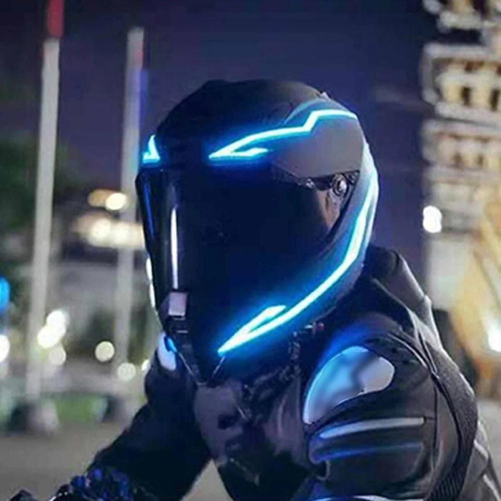 Cycling Gear And Accessories - Wasserdichter Motorradhelm LED EL-Lichtstreifen, 4-Modus-Blinklicht-Warnsticker, Nachtsicherheits-Beleuchtungsset
