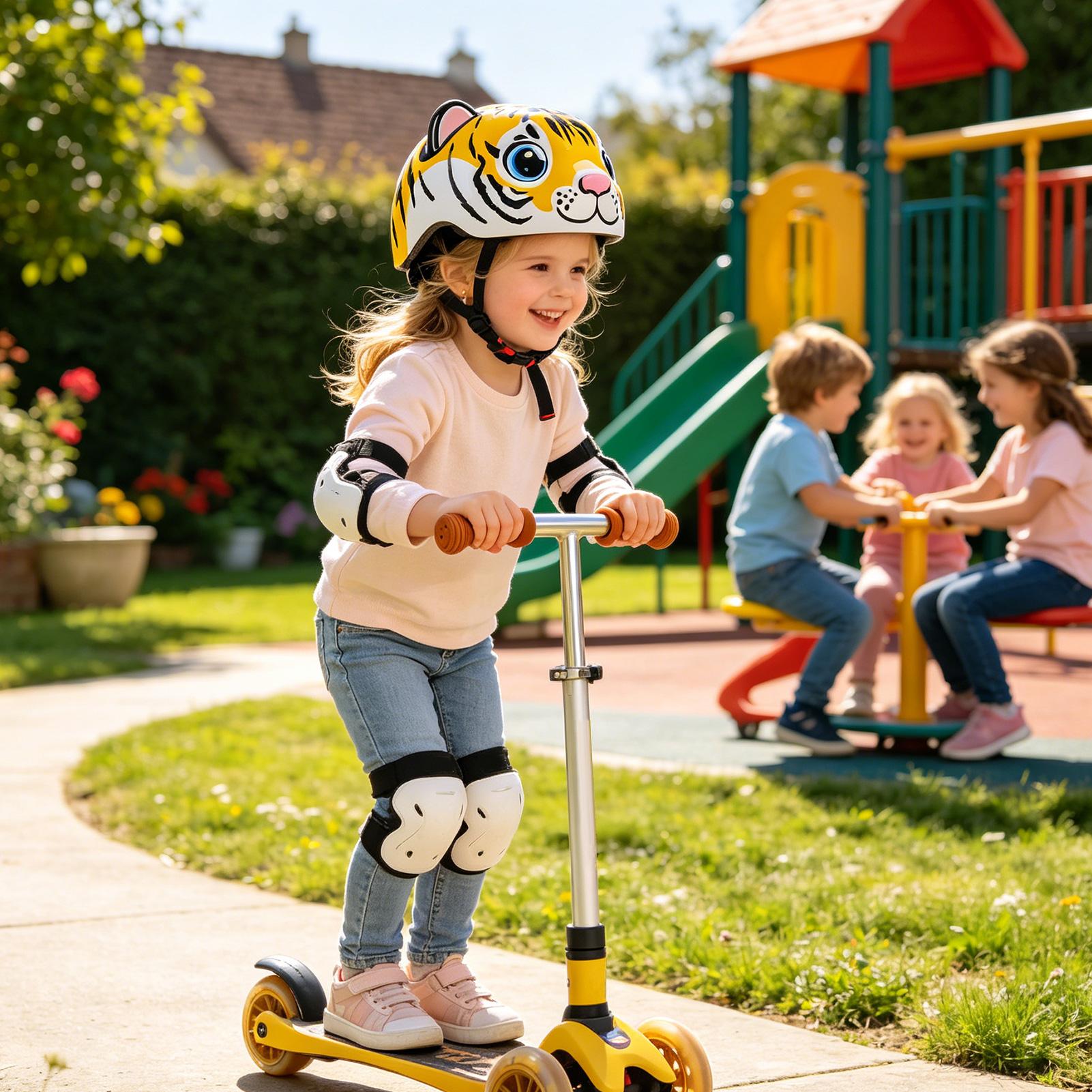 Cycling Safety Gear For Kids - Kinderhelm mit Tigermuster, verstellbare Sicherheitsausrüstung, Jungenhelm