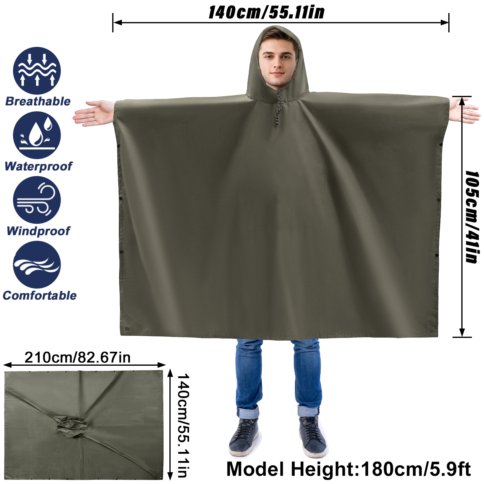 Regenponcho für Erwachsene, le – Cycling Gear Rain Bewertung und Preis